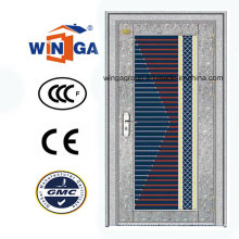 Sunproof Silver Color with Glass Stainless Steel Security Door (W-GH-12)